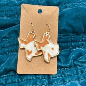 Texas New Cowhide Earrings. Studs Iron Alloy. Dangle